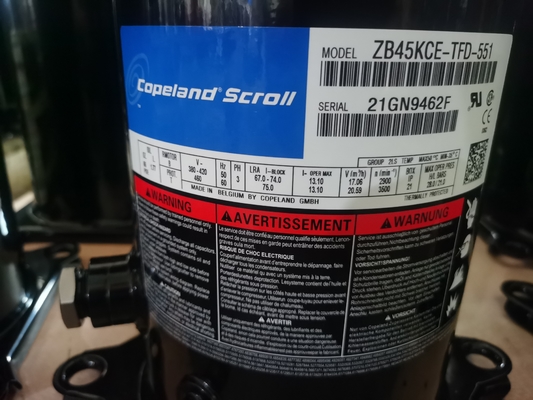 satın al 3 Fazlı Copeland Soğutma Kompresörü 12HP 121000BTU ZP143KCE-TFD Siyah Renk online manufacture