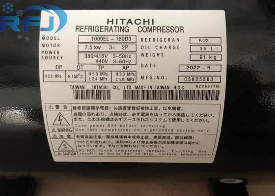 R22 Soğutucu HITACHI 1000EL-160D3 Yatay Scroll Kompresörü 3.5L Yağ Şarjı ve 7.5KW Güç