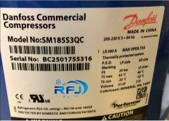Danfoss sanatçısı 60Hz Scroll Soğutma Kompresörü SM185S3QC
